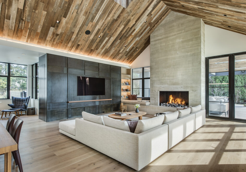 modern prairie custom home living room